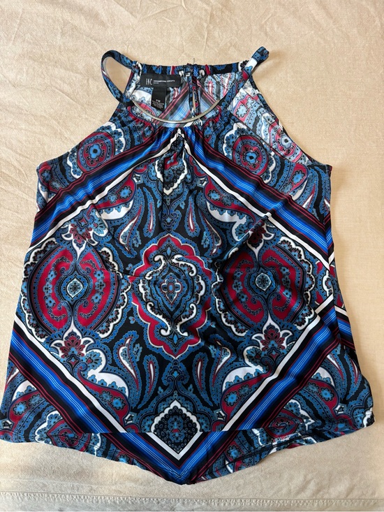 INC International Concepts Tops - INC International Concepts Navy and Magenta Paisley Halter Neck Top